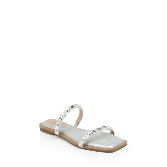 Jewel Badgley Mischka Honesty Flat Sandals with Gemstone-Studded Straps