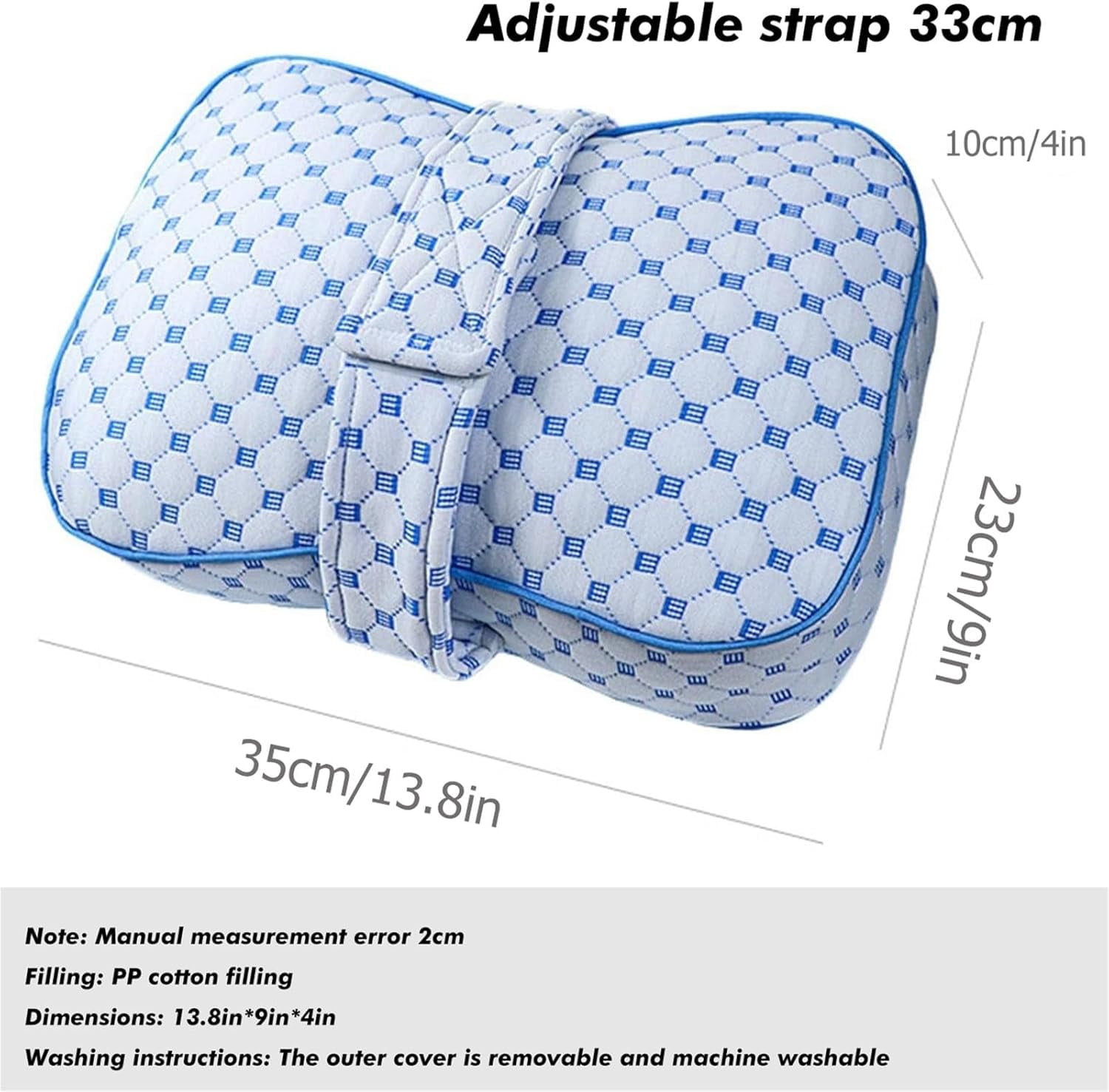 Pregnancy side sleeping pillow, side sleeping pillow, Ergonomic PP, cotton leg pillow, Adjustable straps, Breathable pillowcase, Supports back, hips and knees (blue)