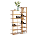 thumbnail image 1 of MoNiBloom Bamboo 14 Tiers Shoes Rack, 28 Pairs Organizer Shelves Stand, Brown, for Entryway, 1 of 11