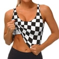 thumbnail image 3 of Niiseo Black and White Checkerboard Print Sports Bra for women Adjustable Straps High Support With Breast Pads Workout Tank Top-Medium, 3 of 8