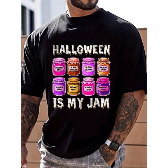 100% Cotton Retro Halloween Is My Jam Pumpkin Scary Spooky Season Women T-Shirt Men's Summer Fashion Short-Sleeved Shirts
