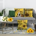 thumbnail image 5 of Sunflower Pillow Covers 18x18 Set of 4, Sunflower Decor Gnomes Pillow Covers, Sunflower Decorations Yellow Gnomes Throw Pillow Covers for Couch Sofa Living Room Indoor Outdoor, 5 of 6