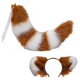 thumbnail image 4 of Cola de orejas de zorro de anime Hugo Accesorios de diadema cosplay blanco y marrón, 4 of 7