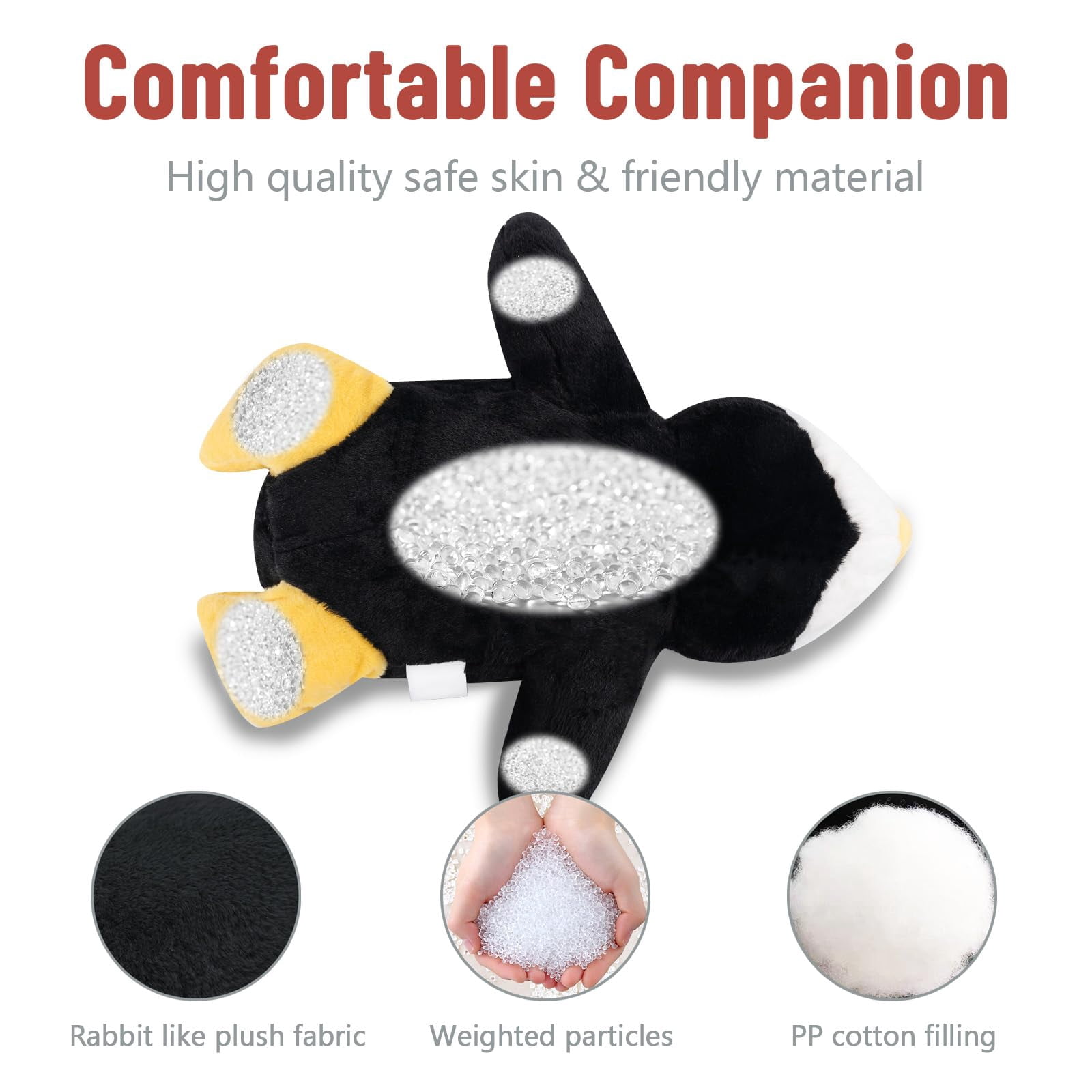 Niuniu Daddy Weighted Penguin Stuffed Animal - 20"Large Plush Toy, 3.3-Pound Weighted Plushie Body Pillow with Soft Faux Fur, Gift for Baby, Kids & Adults, Birthday Gift