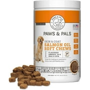 Angle View: 360 count (2 x 180 ct) Paws and Pals Skin and Coat Salmon Oil Soft Chews for Dogs