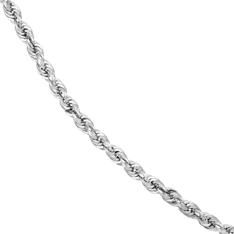 14K White Gold Women s 24 5.10mm Hollow Rope Chain Necklace
