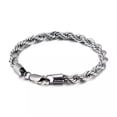thumbnail image 6 of GKNET 316L Stainless Steel Rope Chain Bracelet Titanium Steel 18K Gold Plated Bangle-Silver-7.5 in-4mm, 6 of 9