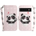thumbnail image 2 of Case for Google Pixel 6 Pro 5G Cover Magnetic 3D Pattern Wallet Flip Case With Strap - Cute panda, 2 of 5