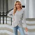 thumbnail image 3 of SWSMCLT Women's Soft Pullover Sweaters Long Sleeve Top Knit Tshirt Button Lightweight Dressy Sweater Asymmetric Fall Fashion Light Grey Small, 3 of 5