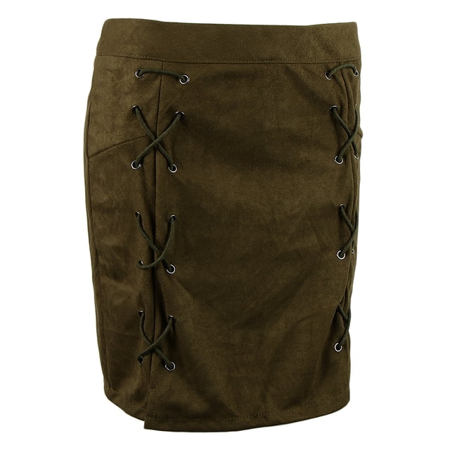 corta de con cordones de cintura alta para mujer Vestido ajustado de línea A Multicolor Dark Green 2XL Zulema mini falda para mujer