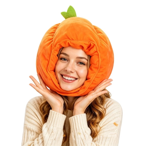 Bainana Halloween Pumpkin Cosplay Hat For Women Men Fuzzy Hat Cozy Adjustable Theme Party Headwear