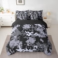 thumbnail image 2 of Feelyou Grey Camo Abstract Bedding Comforter Set 7pcs, Pixel Grid Miners Full Bedding Set, 2 of 8