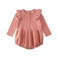 thumbnail image 1 of Baby Girls Romper, Ruffle Long Sleeve Knit Sweater Bodysuit Cute Infant Tops Outfits, 1 of 1