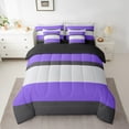 thumbnail image 2 of Erosebridal Geometric Stripes Bed in a Bag Full size,Grey Purple Bed Set,Abstract Artwork Bedding Full Size,Breathable Lines Room Decoration,Reversible,7-Piece, 2 of 6