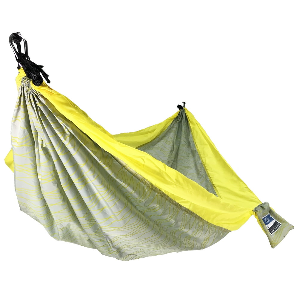 Equip Lightweight Portable Nylon Travel Hammock, 2 Person Yellow Line