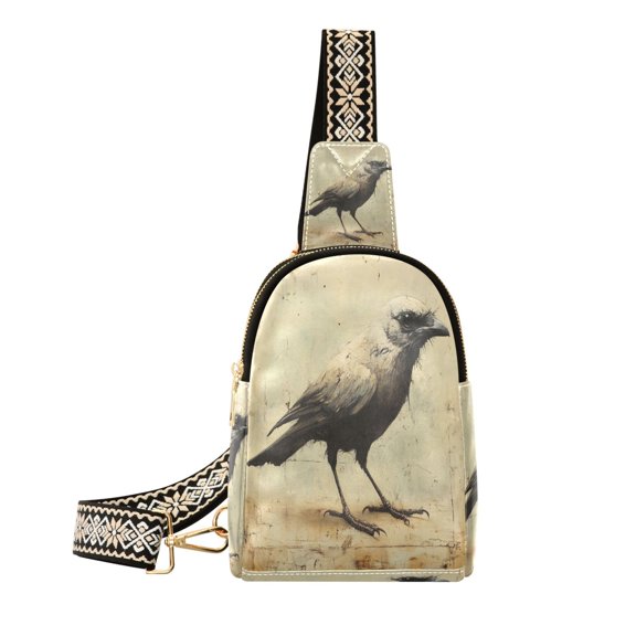 Stylish Leather Crossbody Bag 8.46x5.9x2.16In Easy To Carry Multi-Purpose Travel Hiking Shopping Fashion Bag Black Big Bird