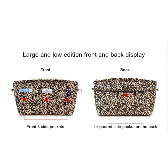 Ruiboury Stay Organized On Go With Convenient Insert Handbag Zip Closure And Key Chain Ring Bag Organiser Coffee & Tall 32*14*26cm 1Set