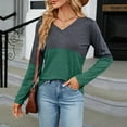 thumbnail image 2 of Edvintorg Patchwork Blouse Women Long Sleeve Fall 2025 Women's V Neck Sexy Casual Loose Fit Basic Blouse Tops Tunic Blouse, 2 of 6