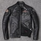 thumbnail image 2 of Chaqueta de cuero genuino para motocicleta para hombres, estilo chaquetas de motociclista, abrigo de primavera de piel de vaca delgada, 2 of 4