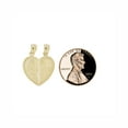 thumbnail image 5 of 14k Yellow Gold, Small Size Sharing Split Heart Pendant Charm Best Friends 16mm with 16" Dainty Neck Chain, 5 of 9