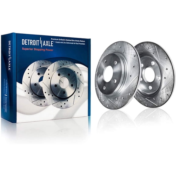 Detroit Axle - Rear Brake Rotors for 2005-2023 Chrysler 300, 2006-2023 Dodge Charger 2009-2023 Challenger 2005-2008 Magnum, Solid Drilled & Slotted Brakes Rotors Replacement: 12.60 Inch Rotor