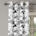 thumbnail image 2 of Ambesonne White Grommet Curtain, Ornate Umbrellas, 50" x 120", Black White, 2 of 6