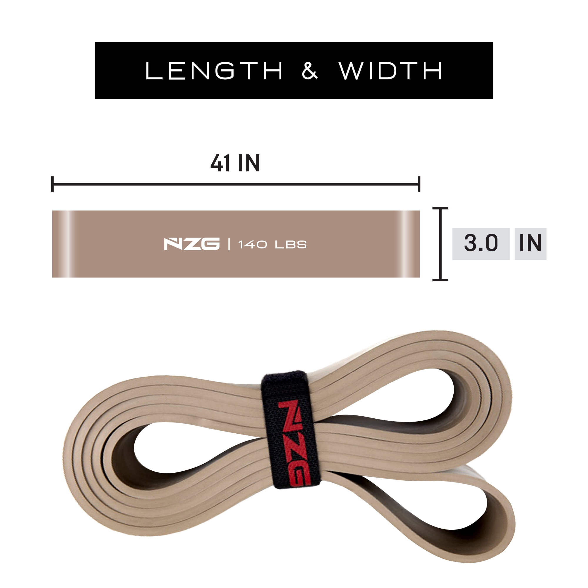 NZG 100% Latex-Free Organic Rubber Resistance Bands (1-Band, 140LB)