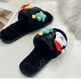 thumbnail image 4 of Anuirheih Clearance Slip on Sandals Women,Women's Christmas Plush Open Toe Flat Comfortable Soft Warm Home Casual Cotton Slippers Shoes(Black), 4 of 6