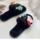 thumbnail image 4 of Zapatillas navideñas de felpa con punta abierta para mujer, cómodas, suaves, cálidas, para el hogar, informales, de algodón Wmkox8yii  hj789, 4 of 6