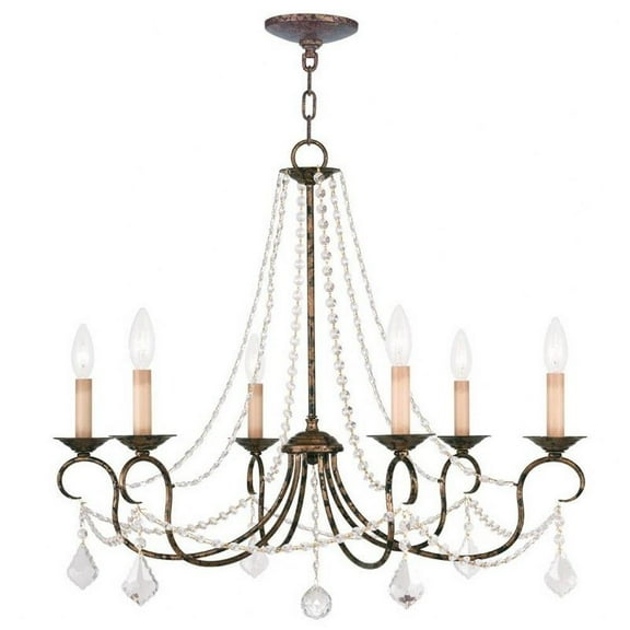 Traditional Six Light Chandelier-Hand Applied Venetian Golden Bronze Finish Bailey Street Home 218-Bel-1261106