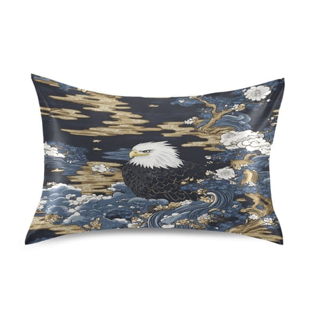 Eagle Pattern Luxury Silky Soft Pillowcase Standard Size Wrinkle Resistant Envelope Closure 20x26in