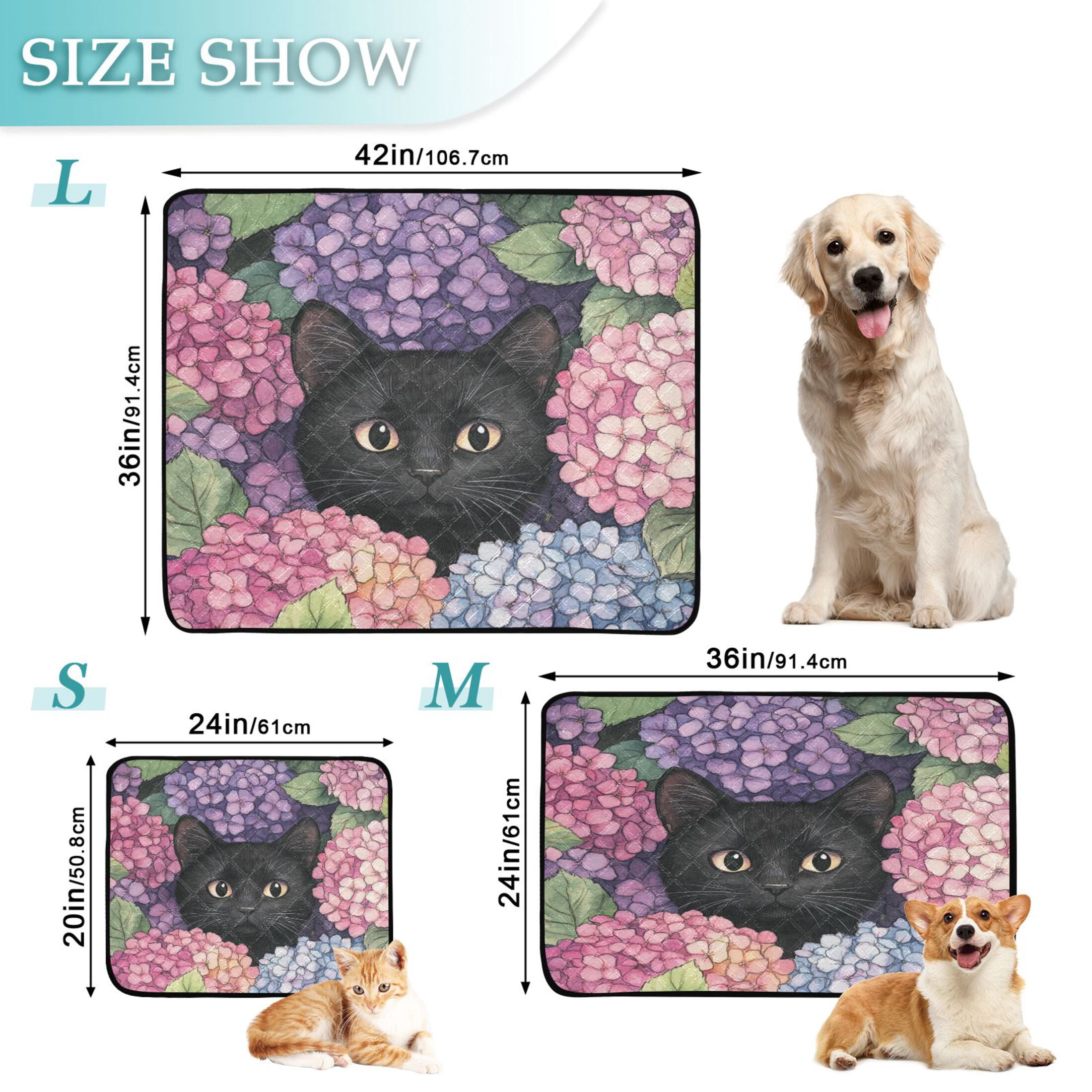 Qxltty Hydrangea Cat Cat litter Pads Pet Set of 2 Diaper Mats Center Anti-leakage Layer Absorbent Soft and Comfortable