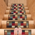 thumbnail image 6 of Ottomanson Non-Slip Rubberback Checkered 8.5" x 26" Indoor Stair Treads, 7 Pack, Multicolor, 6 of 15