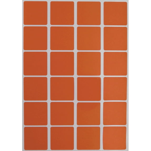 Royal Green 1" Square Sticker Inventory Labels for Identification and Marking 25mm, Orange - 2400 Pack