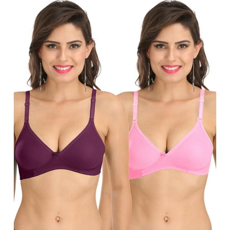 

Ossirrio Women s Everyday Non Padded Non Wired 3/4th Coverage T-Shirt Bra with Free Transparent Strap Pink Wine