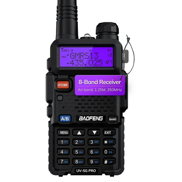 Radio portátil BAOFENG UV-5G PRO GMRS 5W NOAA/UHF/VHF/Airband