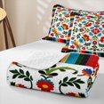 thumbnail image 4 of Manfei Bohemian Floral Twin Quilt Set, Folk Serape Flower Twin Coverlet Set, Cream Blue, 2 Pieces, 1 Bedspread and 1 Pillowcase, 4 of 7