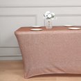 thumbnail image 2 of Efavormart 6ft Metallic Blush / Rose Gold Glitter Rectangular Spandex Fitted Table Cover, Stretch Fit Tablecloth, 2 of 9