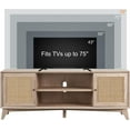OKD Farmhouse Rattan TV Stand for a 75 inch TV，Wood TV Console