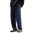 thumbnail image 2 of WQD Mens Cargo Sweatpants Baggy Gym Sweat Pants Drawstring Wide Leg Casual Lounge Pants with Pockets, 2 of 9