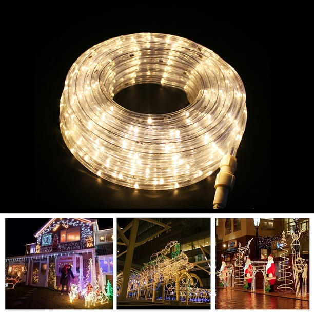 50 Ft Landscape Lighting With, Warm White Rope Lights Outdoor