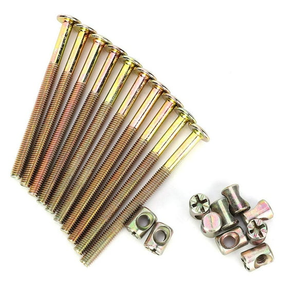 10 Pack M6 X 100mm Barrel Bolt Nuts, Cross Dowel Set for Furniture Cots Beds Chair Crib Spare Connector Parts(100mm)