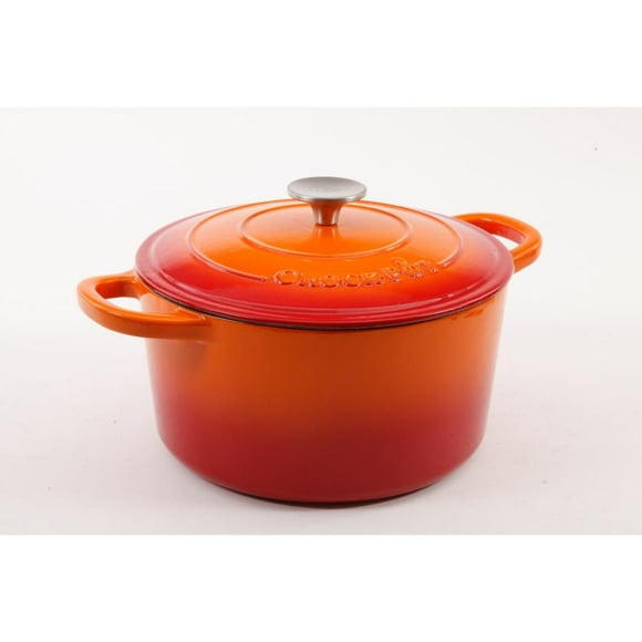 Crock-Pot Artisan 5 Qt Enameled Cast Iron Dutch Oven W/Lid, Sunset Orange, Round