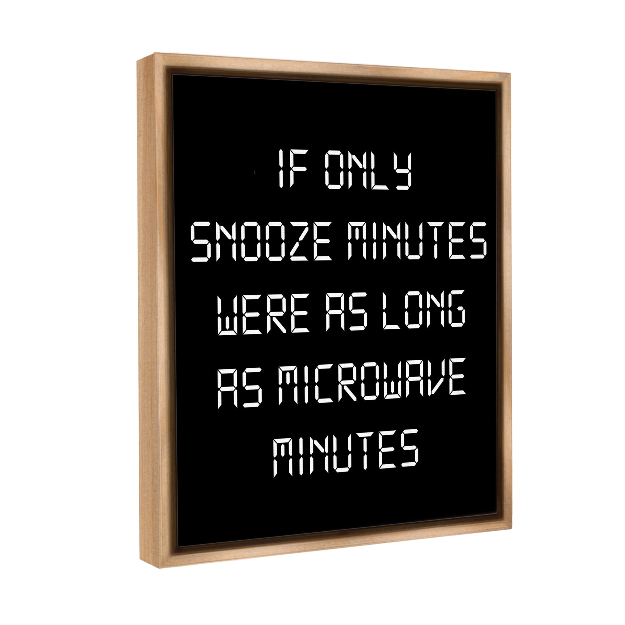 Stupell Industries Snooze Vs Microwave Minutes Typography Painting Brown Floater Framed Canvas Art Print Wall Art, 17 x 21