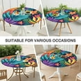 thumbnail image 7 of Colorful Tropical Leaf Pattern Round Fitted Tablecloth with Elastic Edge,Dining Table Cover Waterproof,Outdoor Round Tablecloth for Camping,Dining,Indoor and Outdoor, 7 of 7