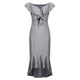 thumbnail image 5 of Vestido sexy hasta la rodilla de manga corta de color sólido con hombros descubiertos y corte entallado con borde de volantes para mujer Fridja  qw871, 5 of 7