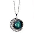 thumbnail image 1 of Collier Zodiaque Étoilé Pendentif Lune Rotatif Double Face Chaîne de Pull Rétro-Leo, 1 of 3