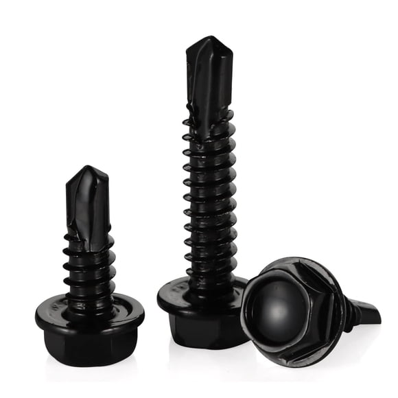 Woeilo #14 x 1-1/4" Hex Washer Head Self Tapping Screws, Self Drilling Sheet Metal Tek Screws, 410 Stainless Steel Black Oxide, 50 PCS #14 x 1-1/4"","item_package_quantity":"50