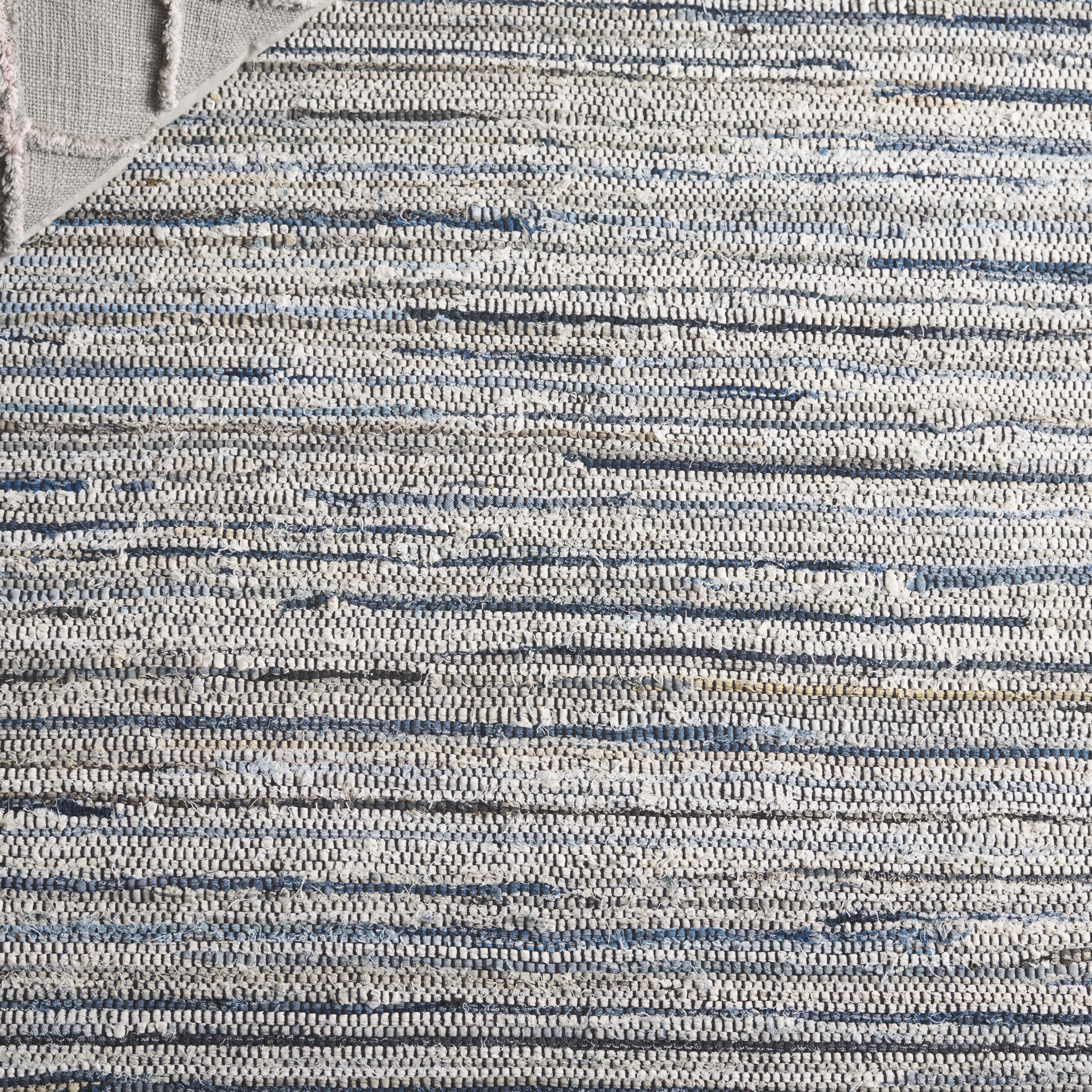 SAFAVIEH Rag Rug LACEWORK Distressed Area Rug, Light Blue/Black, 6' x 6' Round