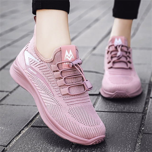 XIAQUJ Espadrilles Mode Été Automne pour Femmes Plates Légères en Maille Respirante Élastiques Espadrilles Mode pour Femmes Rose 8.5(41)
